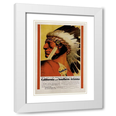 Santa Fe White Modern Wood Framed Art Print with Double Matting by Vintage Apple Collection