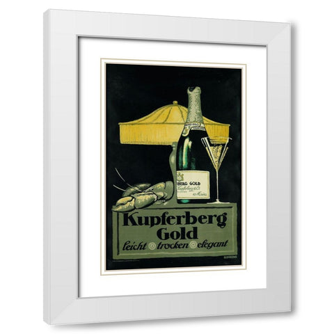 Champagne Lobster White Modern Wood Framed Art Print with Double Matting by Vintage Apple Collection