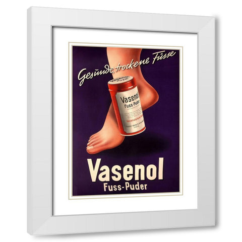 Foot Powder White Modern Wood Framed Art Print with Double Matting by Vintage Apple Collection