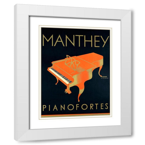 Manthey Piano White Modern Wood Framed Art Print with Double Matting by Vintage Apple Collection