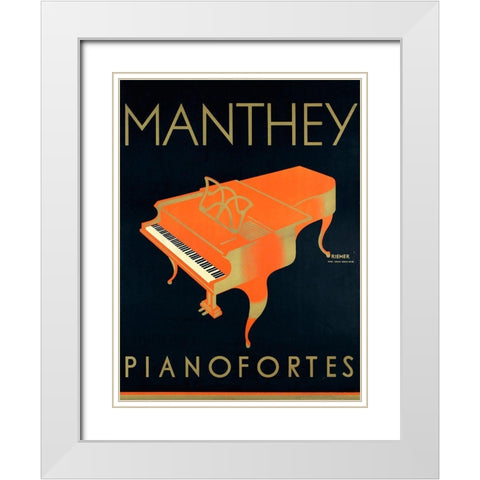 Manthey Piano White Modern Wood Framed Art Print with Double Matting by Vintage Apple Collection