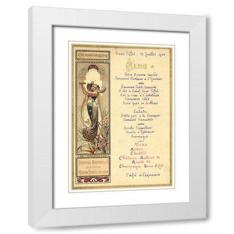 Paris Nouveau Menu White Modern Wood Framed Art Print with Double Matting by Vintage Apple Collection
