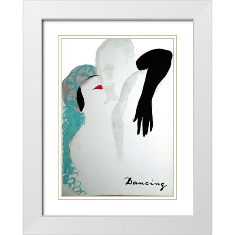 Dancing White Modern Wood Framed Art Print with Double Matting by Vintage Apple Collection
