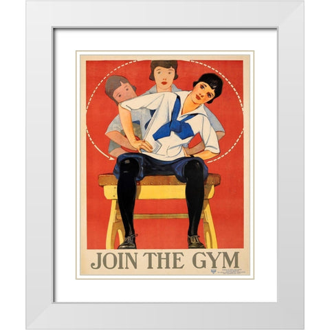 Join the Gym White Modern Wood Framed Art Print with Double Matting by Vintage Apple Collection