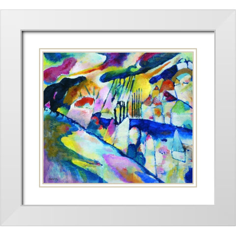 Kandinsky Paesaggio con Pioggia White Modern Wood Framed Art Print with Double Matting by Vintage Apple Collection