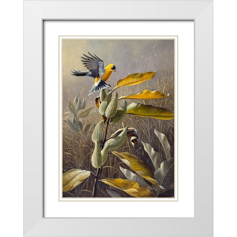 Meadow Gold White Modern Wood Framed Art Print with Double Matting by Goebel, Wilhelm