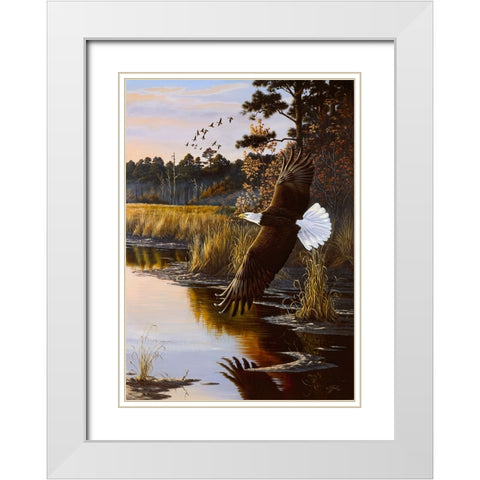 Wings Of Autumn - Bald Eagle White Modern Wood Framed Art Print with Double Matting by Goebel, Wilhelm