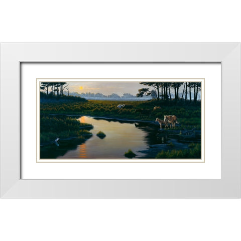 Assateague Sunset 1 White Modern Wood Framed Art Print with Double Matting by Goebel, Wilhelm