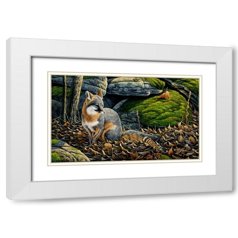 Grey Fox White Modern Wood Framed Art Print with Double Matting by Goebel, Wilhelm