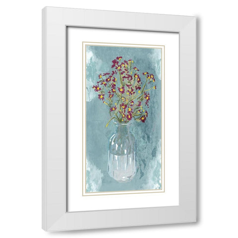 Purple Flowers White Modern Wood Framed Art Print with Double Matting by Adebowale
