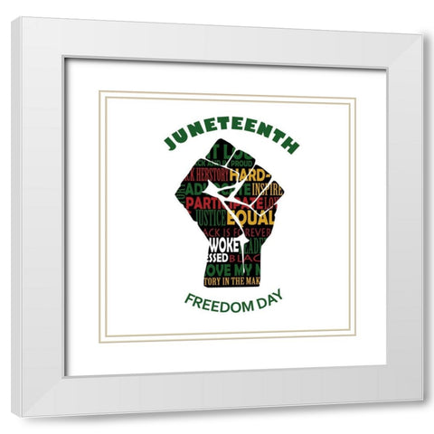 Freedom Day White Modern Wood Framed Art Print with Double Matting by Adebowale