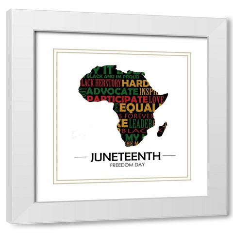 Juneteenth Pride White Modern Wood Framed Art Print with Double Matting by Adebowale