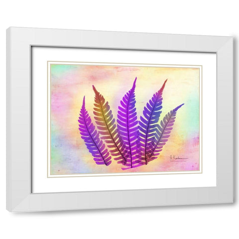 Retroluxed Fern White Modern Wood Framed Art Print with Double Matting by Koetsier, Albert