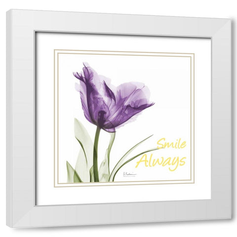 Smile Always Tulip White Modern Wood Framed Art Print with Double Matting by Koetsier, Albert