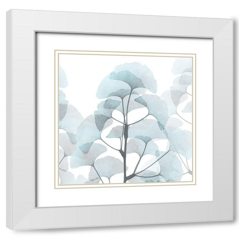 Glassy Ginko White Modern Wood Framed Art Print with Double Matting by Koetsier, Albert