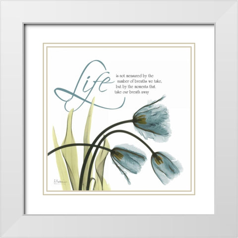 Swaying Tulips Blue - Life White Modern Wood Framed Art Print with Double Matting by Koetsier, Albert