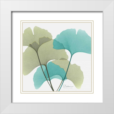 Gingko 1 White Modern Wood Framed Art Print with Double Matting by Koetsier, Albert