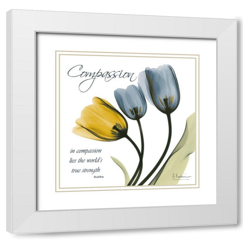 Tulips Compassion White Modern Wood Framed Art Print with Double Matting by Koetsier, Albert
