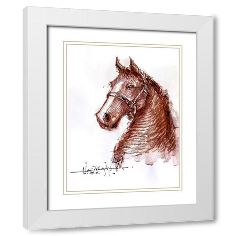 Horse 2 White Modern Wood Framed Art Print with Double Matting by Rudraksi, Ashwini