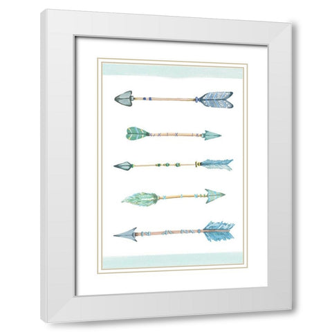 Boho Arrows Blue White Modern Wood Framed Art Print with Double Matting by Vidal, Alicia