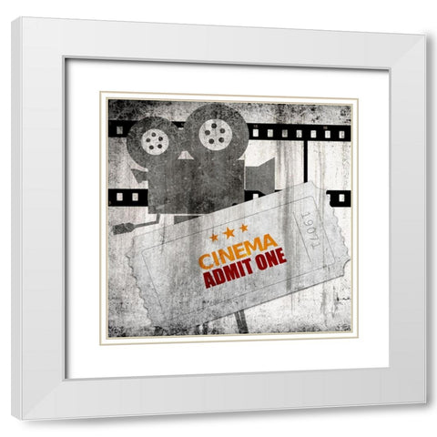 Admit One White Modern Wood Framed Art Print with Double Matting by Bailey, Ann