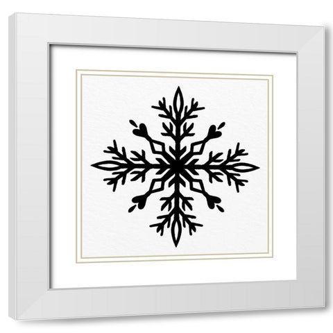 Snowflake 2 White Modern Wood Framed Art Print with Double Matting by Bailey, Ann