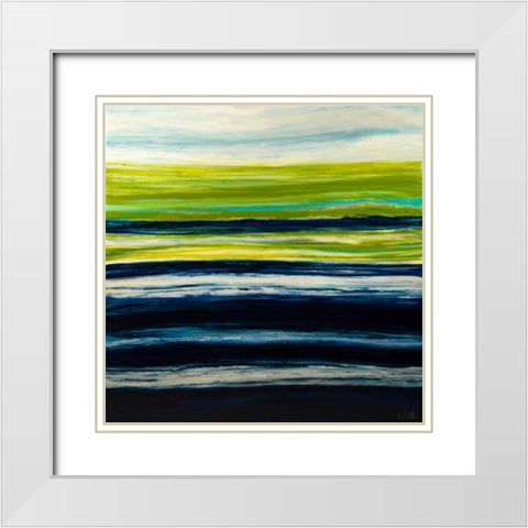 Emerald Horizon White Modern Wood Framed Art Print with Double Matting by Bilotta, Barbara