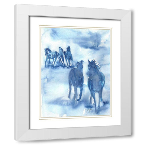 Hooves Of Thunder White Modern Wood Framed Art Print with Double Matting by Dyer, Beverly