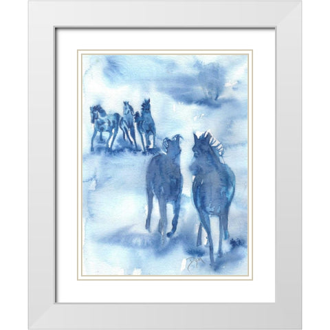 Hooves Of Thunder White Modern Wood Framed Art Print with Double Matting by Dyer, Beverly