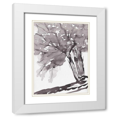 Noir Tree White Modern Wood Framed Art Print with Double Matting by Dyer, Beverly