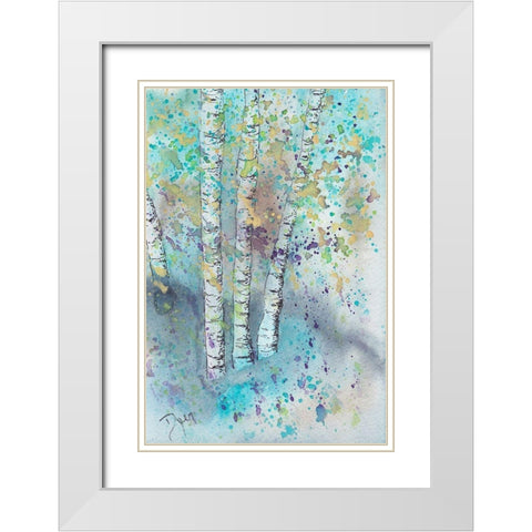 Blue Forrest White Modern Wood Framed Art Print with Double Matting by Dyer, Beverly
