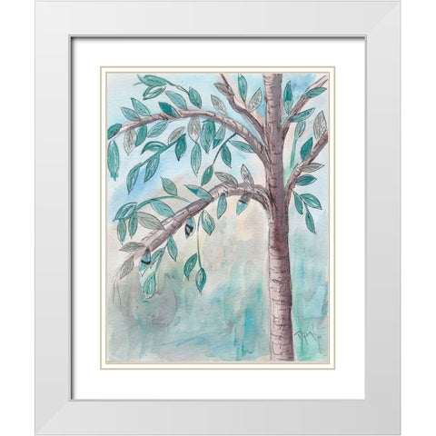 Shade Tree 1 White Modern Wood Framed Art Print with Double Matting by Dyer, Beverly