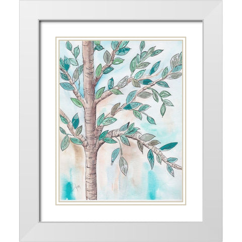 Shade Tree II White Modern Wood Framed Art Print with Double Matting by Dyer, Beverly