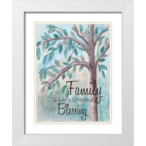 Family Tree 1 White Modern Wood Framed Art Print with Double Matting by Dyer, Beverly