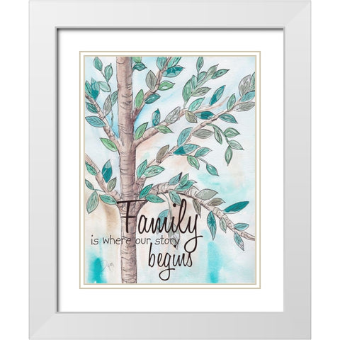 Family Tree 2 White Modern Wood Framed Art Print with Double Matting by Dyer, Beverly