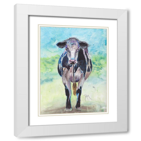 Mapleview Cow White Modern Wood Framed Art Print with Double Matting by Dyer, Beverly