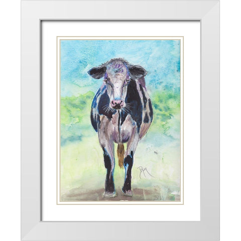 Mapleview Cow White Modern Wood Framed Art Print with Double Matting by Dyer, Beverly