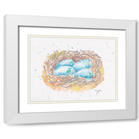 Aqua Eggs White Modern Wood Framed Art Print with Double Matting by Dyer, Beverly