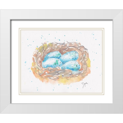 Aqua Eggs White Modern Wood Framed Art Print with Double Matting by Dyer, Beverly