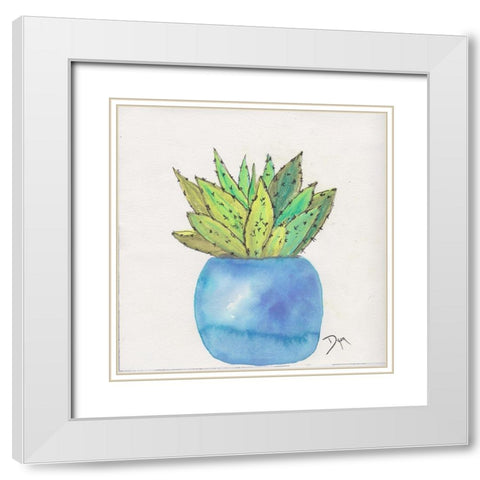 Cactus Pot II White Modern Wood Framed Art Print with Double Matting by Dyer, Beverly