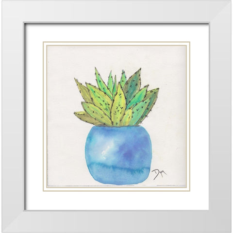 Cactus Pot II White Modern Wood Framed Art Print with Double Matting by Dyer, Beverly