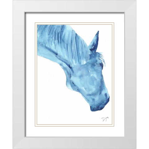 Blue Lacey Thick White Modern Wood Framed Art Print with Double Matting by Dyer, Beverly