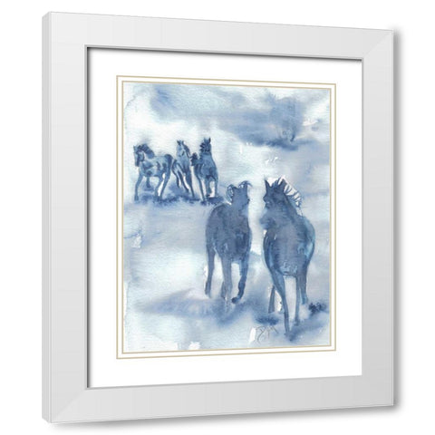 Thundering Hooves White Modern Wood Framed Art Print with Double Matting by Dyer, Beverly