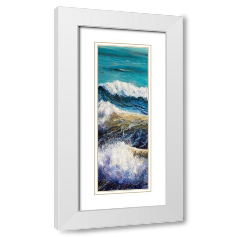 Ocean Rolls 1 White Modern Wood Framed Art Print with Double Matting by Boho Hue Studio