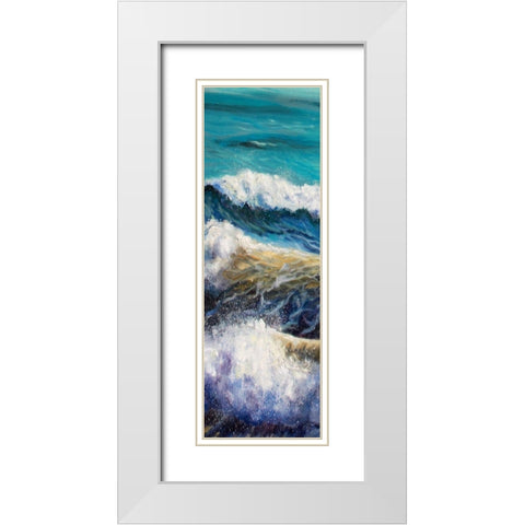 Ocean Rolls 1 White Modern Wood Framed Art Print with Double Matting by Boho Hue Studio