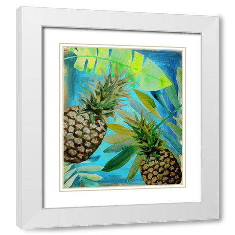 Pineapple Party 1 White Modern Wood Framed Art Print with Double Matting by Boho Hue Studio