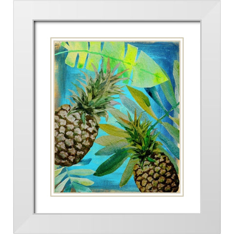 Pineapple Party 1 White Modern Wood Framed Art Print with Double Matting by Boho Hue Studio