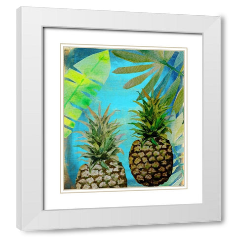 Pineapple Party 2 White Modern Wood Framed Art Print with Double Matting by Boho Hue Studio