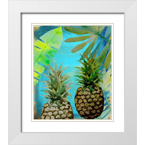 Pineapple Party 2 White Modern Wood Framed Art Print with Double Matting by Boho Hue Studio