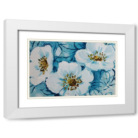 Blossom Bunch 12c White Modern Wood Framed Art Print with Double Matting by Boho Hue Studio